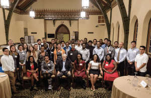 participants in the Greer Scholars program at Lehigh University PC Rossin College of Engineering and Applied Sciences meet with namesake donor Dr. Carl Greer (front row third from left)