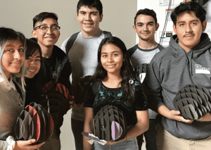 High school student mentees at the Woodbury University School of Architecture digital fabrication workshop.