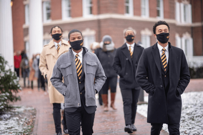 OHIO-MLKDay Photo of students and faculty at Ohio University walking on campus during Martin Luther King Jr. Day celebrations.