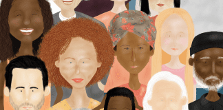 Illustration of diverse people in a crowd