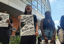 The University of North Florida Students for a Democratic Society (UNF SDS) organized a campus rally to protest the Florida state government’s efforts to eliminate higher education diversity and equity initiatives. (Photo courtesy of Justin Nedrow Spinnaker Media Photography)