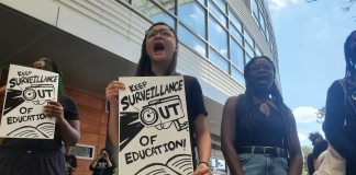 The University of North Florida Students for a Democratic Society (UNF SDS) organized a campus rally to protest the Florida state government’s efforts to eliminate higher education diversity and equity initiatives. (Photo courtesy of Justin Nedrow Spinnaker Media Photography)
