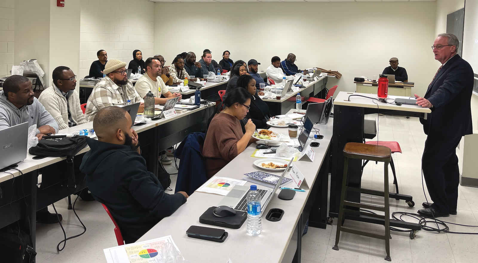Milwaukee School of Engineering President John Walz, PhD, welcomes fall 2022 students to ACRE. (Photo courtesy of Andy Hunt/Marquette University)