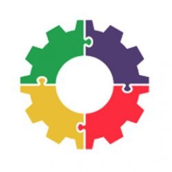 Graphic illustration of a gear symbolizing work
